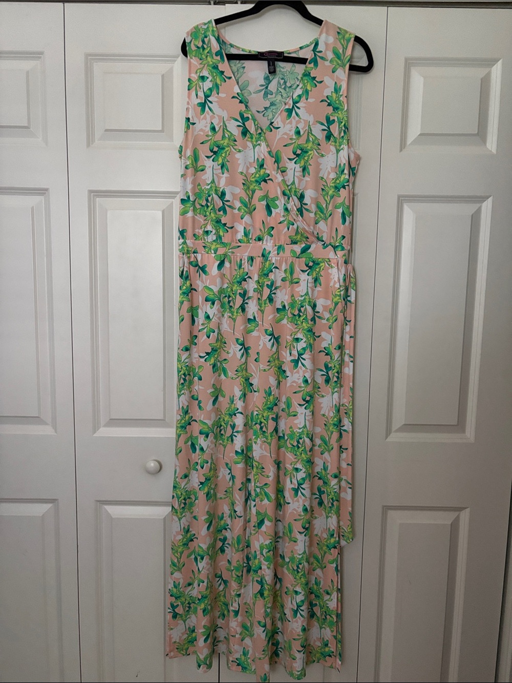 Christian Siriano Pink Jumpsuit with Green, Peach and White Floral Print